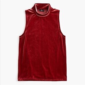 🍁JCREW NEW! Mockneck Stretch Velvet SleevelessTop Perfect Holidays SzL Burgundy